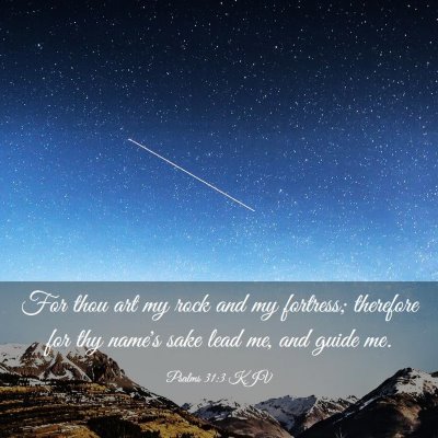 Picture 03 - Psalms 31:3 KJV - For thou art my rock and my fortress; therefore - Bible Verse Picture