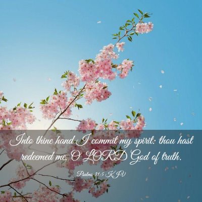 Picture 03 - Psalms 31:5 KJV - Into thine hand I commit my spirit: thou hast - Bible Verse Picture