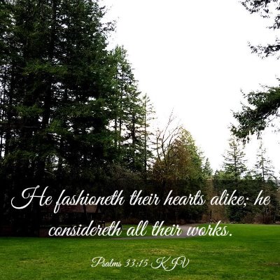 Picture 03 - Psalms 33:15 KJV - He fashioneth their hearts alike; he considereth - Bible Verse Picture