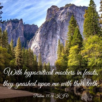 Picture 03 - Psalms 35:16 KJV - With hypocritical mockers in feasts, they gnashed - Bible Verse Picture