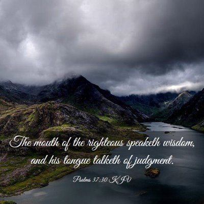 Picture 03 - Psalms 37:30 KJV - The mouth of the righteous speaketh wisdom, and - Bible Verse Picture