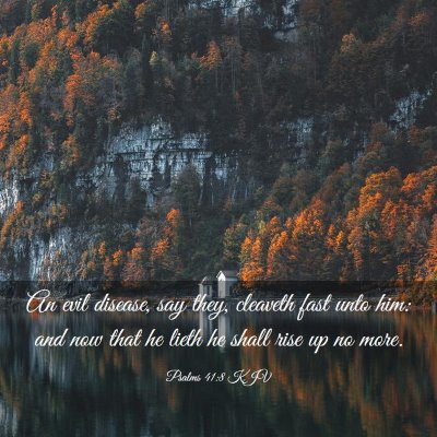 Picture 03 - Psalms 41:8 KJV - An evil disease, say they, cleaveth fast unto - Bible Verse Picture