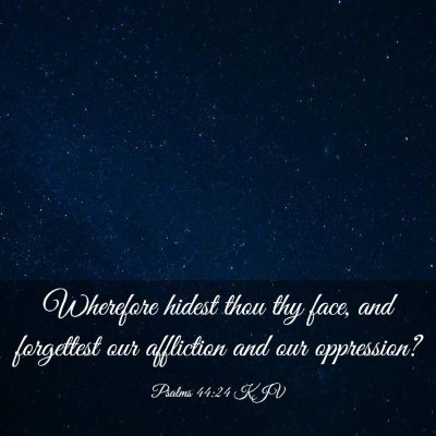 Picture 03 - Psalms 44:24 KJV - Wherefore hidest thou thy face, and forgettest - Bible Verse Picture