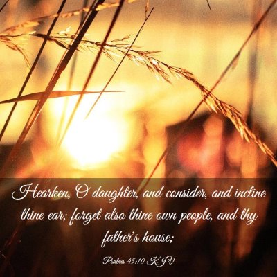 Picture 03 - Psalms 45:10 KJV - Hearken, O daughter, and consider, and incline - Bible Verse Picture