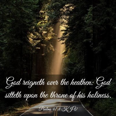 Picture 03 - Psalms 47:8 KJV - God reigneth over the heathen: God sitteth upon - Bible Verse Picture