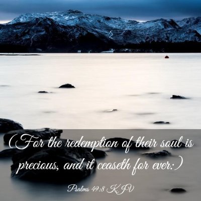 Picture 03 - Psalms 49:8 KJV - (For the redemption of their soul is precious, - Bible Verse Picture