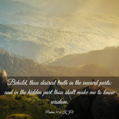 Picture 03 - Psalms 51:6 KJV - Behold, thou desirest truth in the inward parts: - Bible Verse Picture