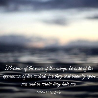 Picture 03 - Psalms 55:3 KJV - Because of the voice of the enemy, because of the - Bible Verse Picture