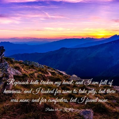 Picture 03 - Psalms 69:20 KJV - Reproach hath broken my heart; and I am full of - Bible Verse Picture