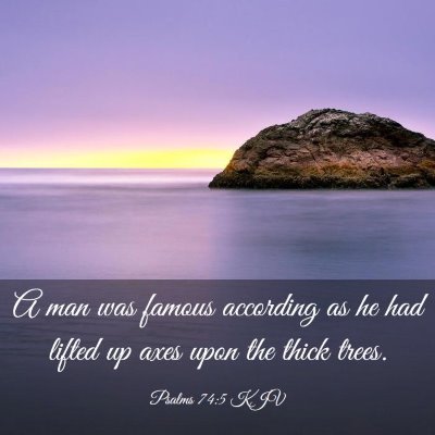 Picture 03 - Psalms 74:5 KJV - A man was famous according as he had lifted up - Bible Verse Picture