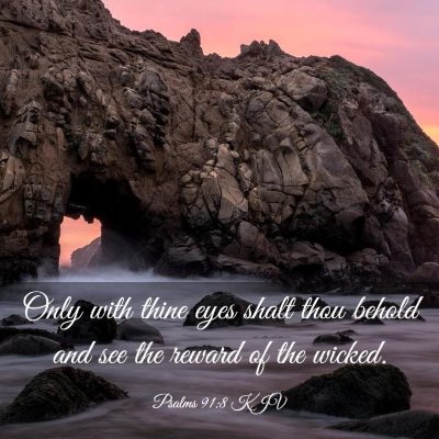 Picture 03 - Psalms 91:8 KJV - Only with thine eyes shalt thou behold and see - Bible Verse Picture