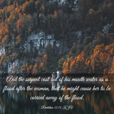 Picture 03 - Revelation 12:15 KJV - And the serpent cast out of his mouth water as a - Bible Verse Picture