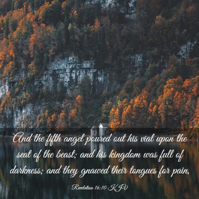 Picture 03 - Revelation 16:10 KJV - And the fifth angel poured out his vial upon the - Bible Verse Picture