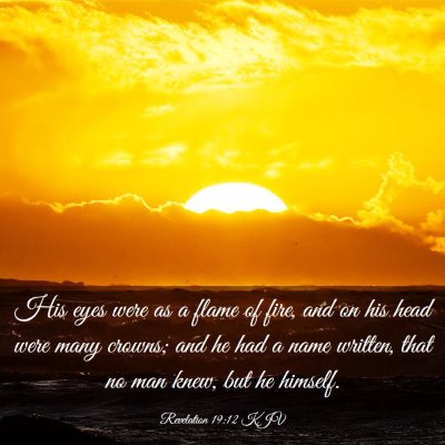 Picture 03 - Revelation 19:12 KJV - His eyes were as a flame of fire, and on his head - Bible Verse Picture