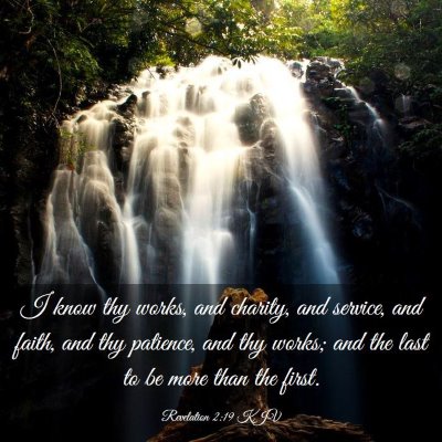 Picture 03 - Revelation 2:19 KJV - I know thy works, and charity, and service, and - Bible Verse Picture