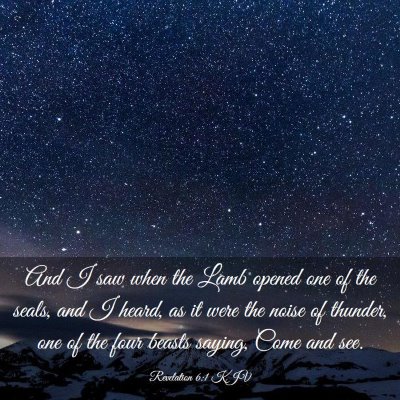 Picture 03 - Revelation 6:1 KJV - And I saw when the Lamb opened one of the seals, - Bible Verse Picture