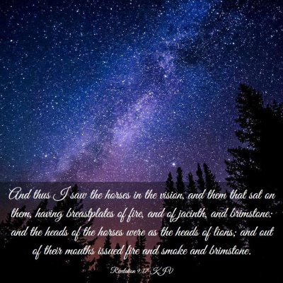 Picture 03 - Revelation 9:17 KJV - And thus I saw the horses in the vision, and them - Bible Verse Picture