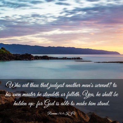 Picture 03 - Romans 14:4 KJV - Who art thou that judgest another man's servant? - Bible Verse Picture