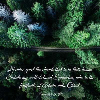 Picture 03 - Romans 16:5 KJV - Likewise greet the church that is in their house. - Bible Verse Picture