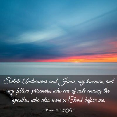 Picture 03 - Romans 16:7 KJV - Salute Andronicus and Junia, my kinsmen, and my - Bible Verse Picture