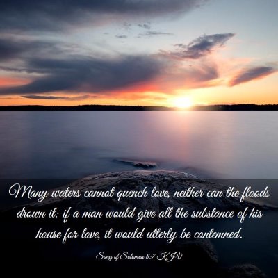 Picture 03 - Song of Solomon 8:7 KJV - Many waters cannot quench love, neither can the - Bible Verse Picture