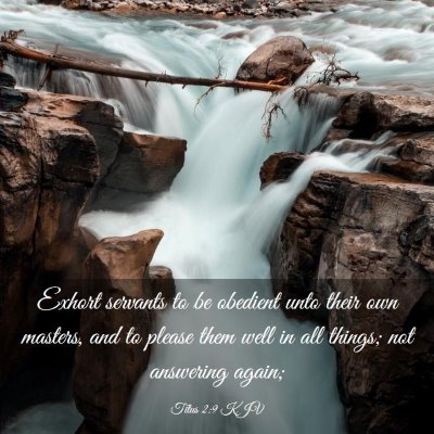 Picture 03 - Titus 2:9 KJV - Exhort servants to be obedient unto their own - Bible Verse Picture