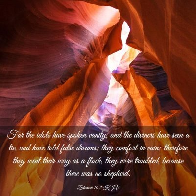 Picture 03 - Zechariah 10:2 KJV - For the idols have spoken vanity, and the - Bible Verse Picture