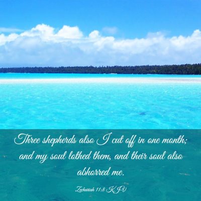 Picture 03 - Zechariah 11:8 KJV - Three shepherds also I cut off in one month; and - Bible Verse Picture