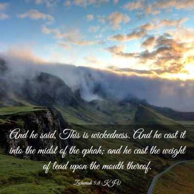 Picture 03 - Zechariah 5:8 KJV - And he said, This is wickedness. And he cast it - Bible Verse Picture