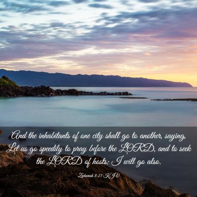 Picture 03 - Zechariah 8:21 KJV - And the inhabitants of one city shall go to - Bible Verse Picture