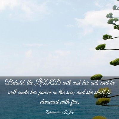 Picture 03 - Zechariah 9:4 KJV - Behold, the LORD will cast her out, and he will - Bible Verse Picture