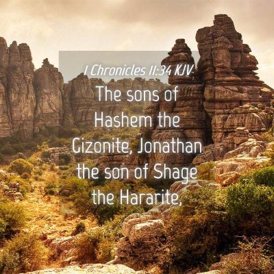 Picture 04 - 1 Chronicles 11:34 KJV - The sons of Hashem the Gizonite, Jonathan the son - Bible Verse Picture