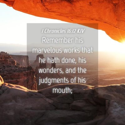 Picture 04 - 1 Chronicles 16:12 KJV - Remember his marvelous works that he hath done, - Bible Verse Picture