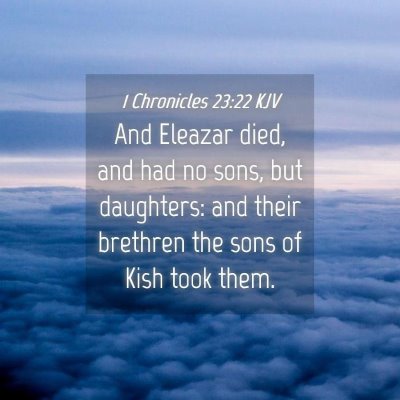 Picture 04 - 1 Chronicles 23:22 KJV - And Eleazar died, and had no sons, but daughters: - Bible Verse Picture