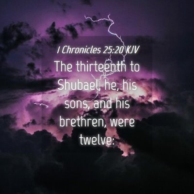 Picture 04 - 1 Chronicles 25:20 KJV - The thirteenth to Shubael, he, his sons, and his - Bible Verse Picture