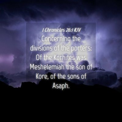 Picture 04 - 1 Chronicles 26:1 KJV - Concerning the divisions of the porters: Of the - Bible Verse Picture