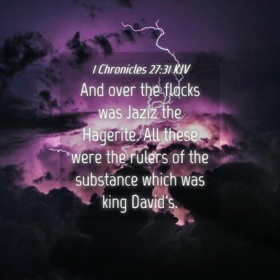 Picture 04 - 1 Chronicles 27:31 KJV - And over the flocks was Jaziz the Hagerite. All - Bible Verse Picture