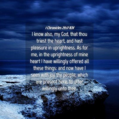 Picture 04 - 1 Chronicles 29:17 KJV - I know also, my God, that thou triest the heart, - Bible Verse Picture