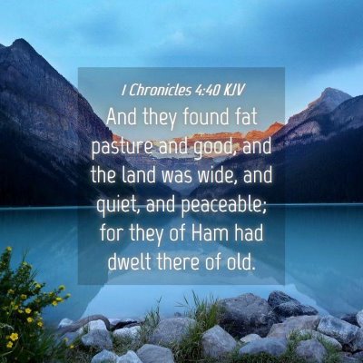 Picture 04 - 1 Chronicles 4:40 KJV - And they found fat pasture and good, and the land - Bible Verse Picture