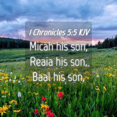 Picture 04 - 1 Chronicles 5:5 KJV - Micah his son, Reaia his son, Baal his - Bible Verse Picture