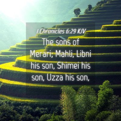Picture 04 - 1 Chronicles 6:29 KJV - The sons of Merari; Mahli, Libni his son, Shimei - Bible Verse Picture