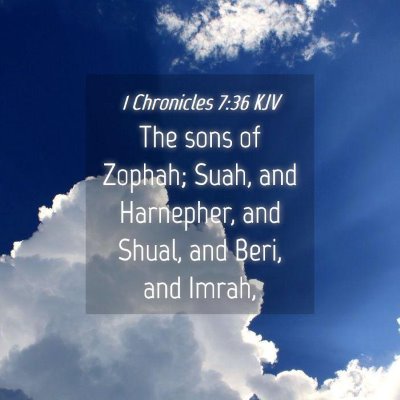 Picture 04 - 1 Chronicles 7:36 KJV - The sons of Zophah; Suah, and Harnepher, and - Bible Verse Picture