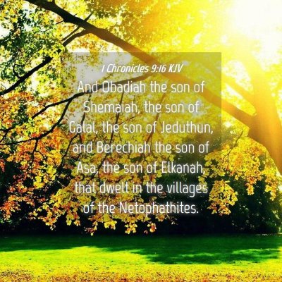 Picture 04 - 1 Chronicles 9:16 KJV - And Obadiah the son of Shemaiah, the son of - Bible Verse Picture