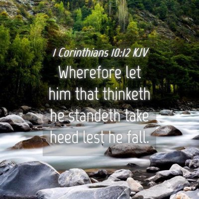 Picture 04 - 1 Corinthians 10:12 KJV - Wherefore let him that thinketh he standeth take - Bible Verse Picture