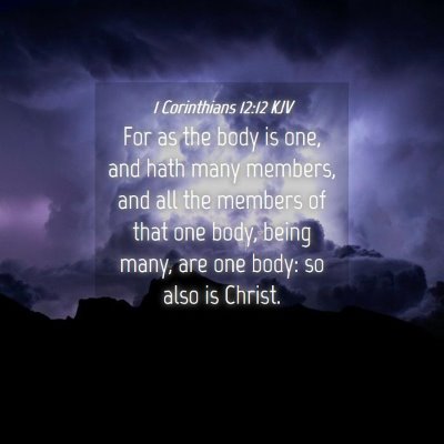 Picture 04 - 1 Corinthians 12:12 KJV - For as the body is one, and hath many members, - Bible Verse Picture