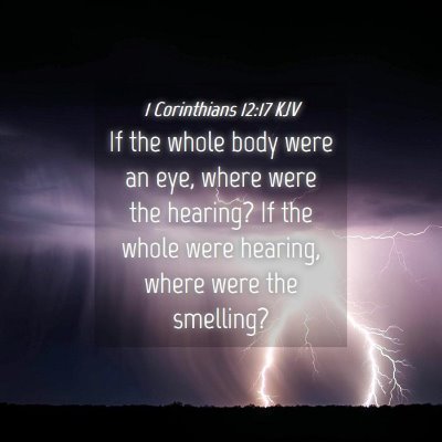 Picture 04 - 1 Corinthians 12:17 KJV - If the whole body were an eye, where were the - Bible Verse Picture
