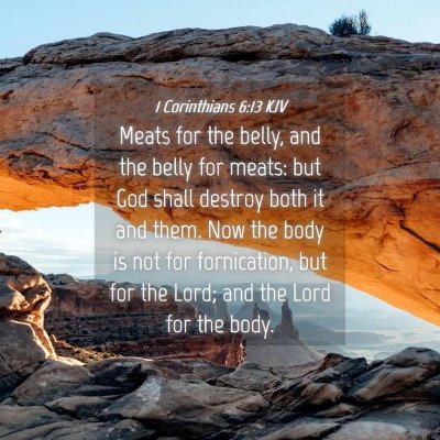 Picture 04 - 1 Corinthians 6:13 KJV - Meats for the belly, and the belly for meats: but - Bible Verse Picture