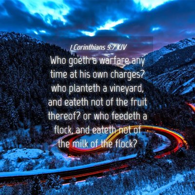 Picture 04 - 1 Corinthians 9:7 KJV - Who goeth a warfare any time at his own charges? - Bible Verse Picture