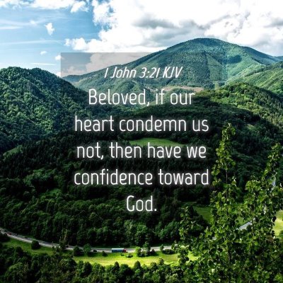 Picture 04 - 1 John 3:21 KJV - Beloved, if our heart condemn us not, then have - Bible Verse Picture
