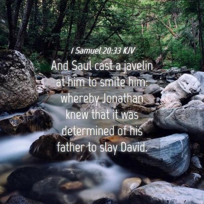 Picture 04 - 1 Samuel 20:33 KJV - And Saul cast a javelin at him to smite him: - Bible Verse Picture